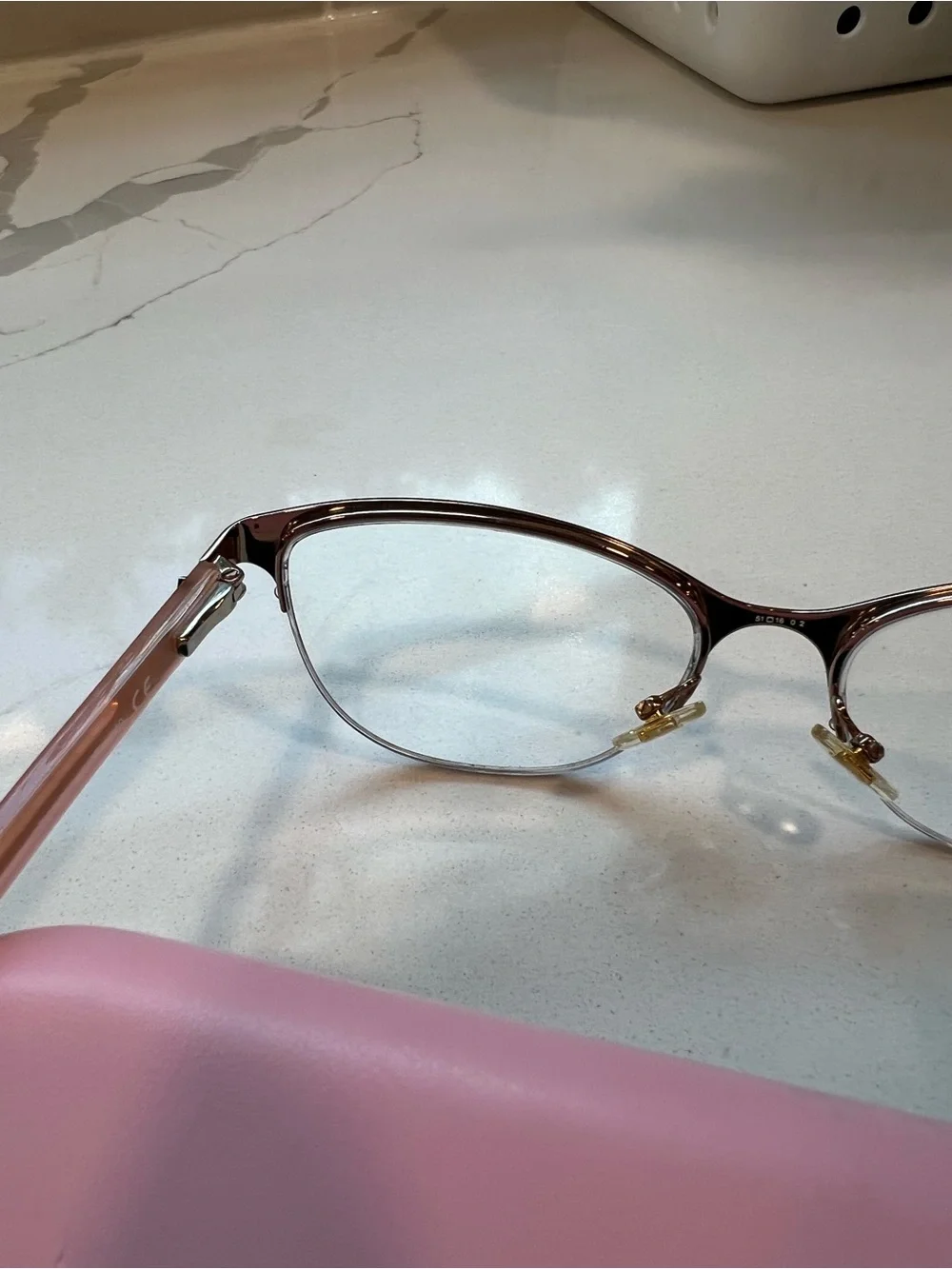 Kate Spade Adelina Black/Pink/Rose Gold Semi-Rim Cat-Eye Glasses w/ case